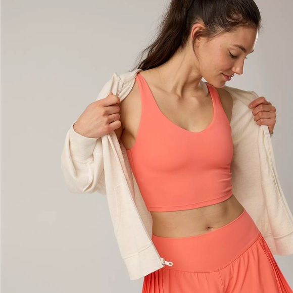 OFFLINE By Aerie Real Me Low Key Longline Sports Bra - Coral - Picture 1 of 4